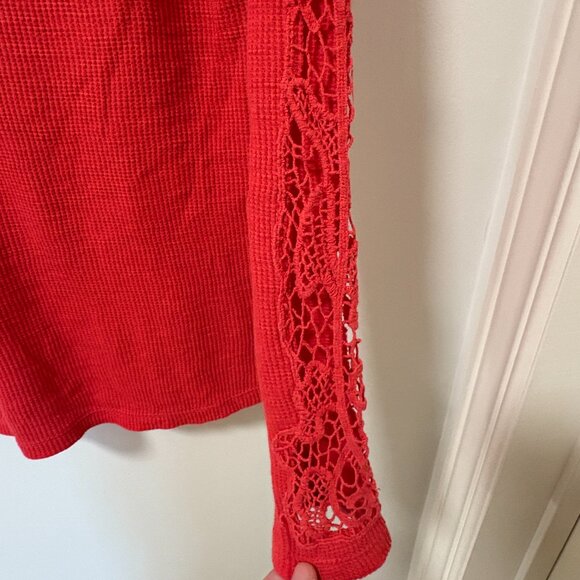 Vintage Y2K Henley Longsleeve Bella Swan Crochet Sleeve Button Up - Picture 4 of 10